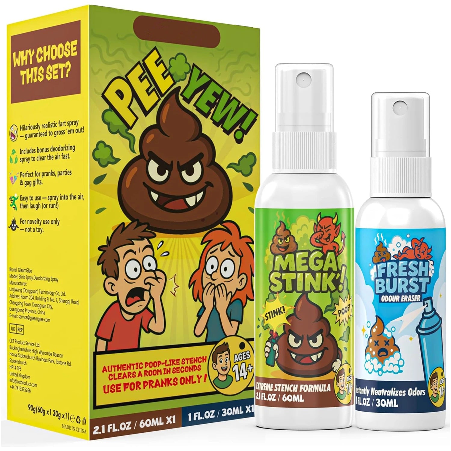 Fart Spray Prank Potent Real Stink Spray Quick Odor Fix Hilarious Gag Parties Adults Office Chaos Prank Stink Stuff Non Toxic