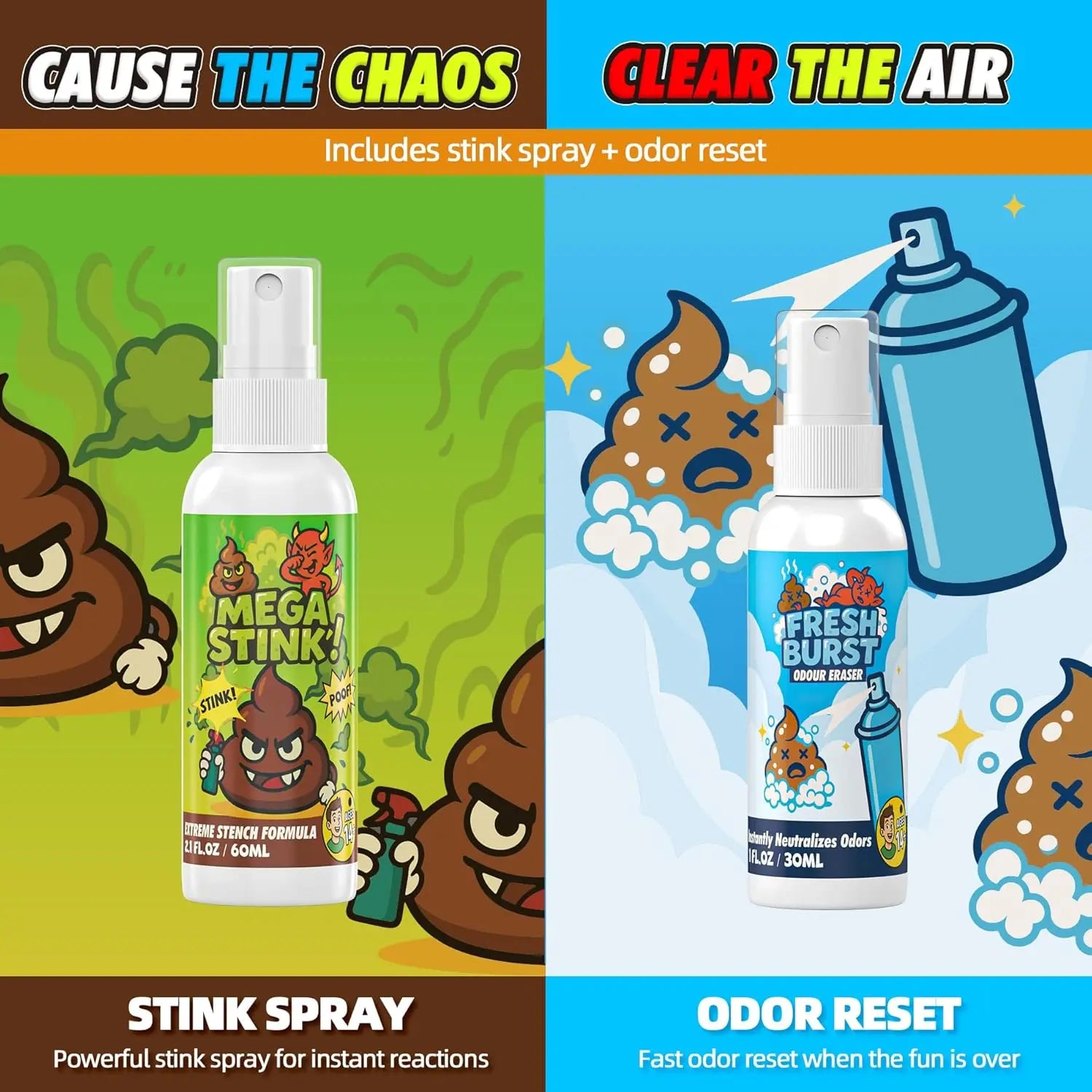 Fart Spray Prank Potent Real Stink Spray Quick Odor Fix Hilarious Gag Parties Adults Office Chaos Prank Stink Stuff Non Toxic
